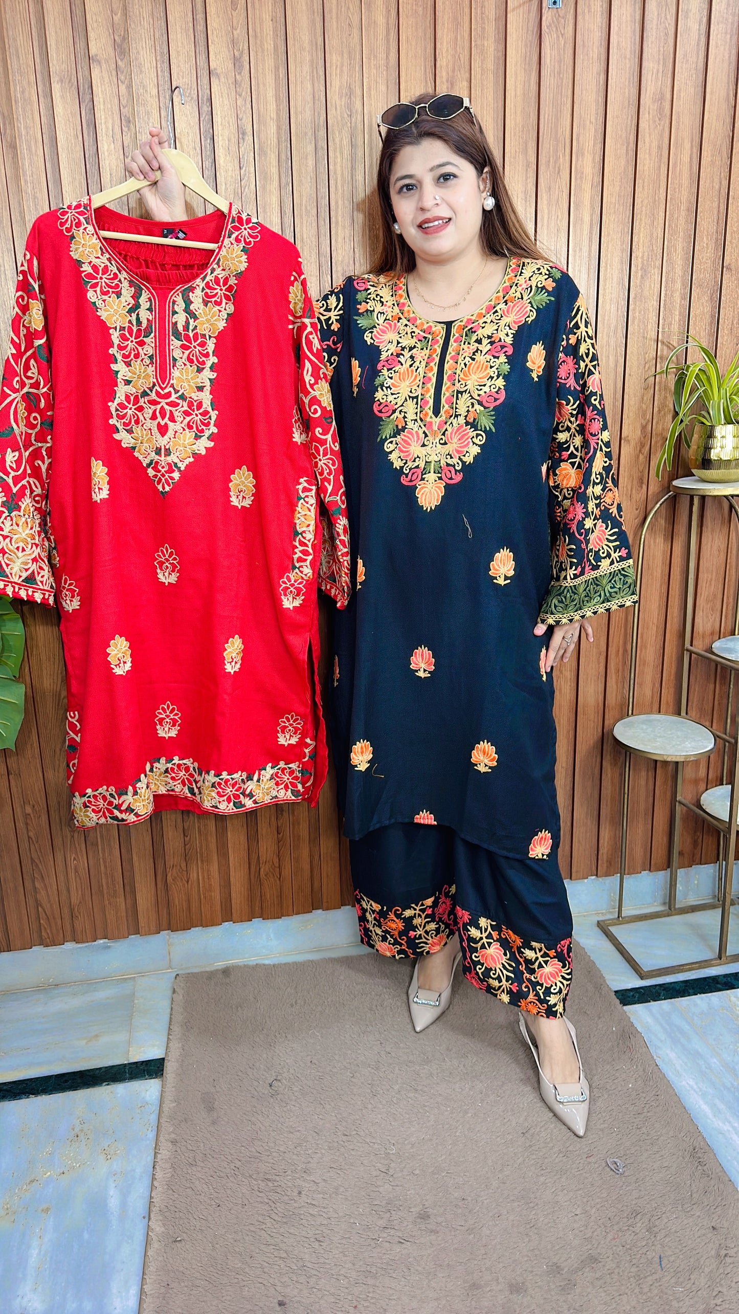 Premium Pashmina Embroidery Phiran Kurta Set