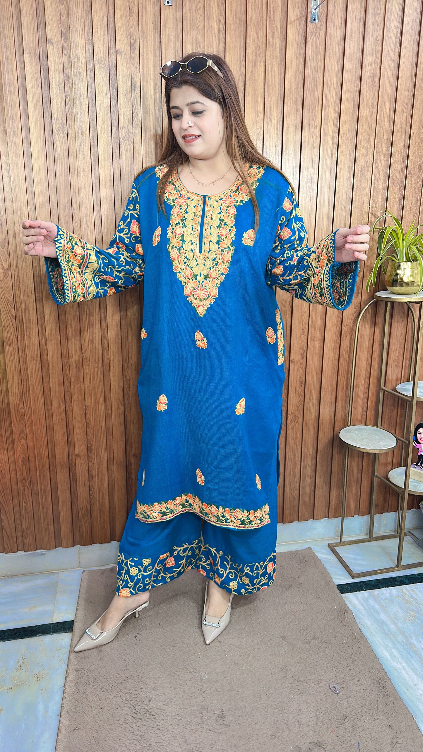 Premium Pashmina Embroidery Phiran Kurta Set