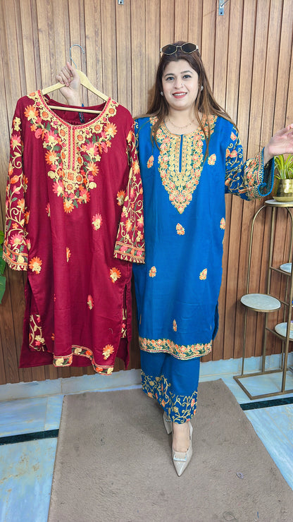 Premium Pashmina Embroidery Phiran Kurta Set