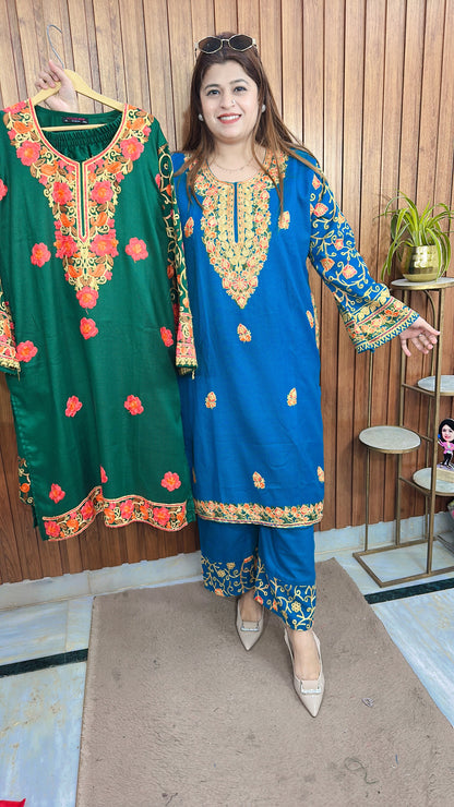 Premium Pashmina Embroidery Phiran Kurta Set