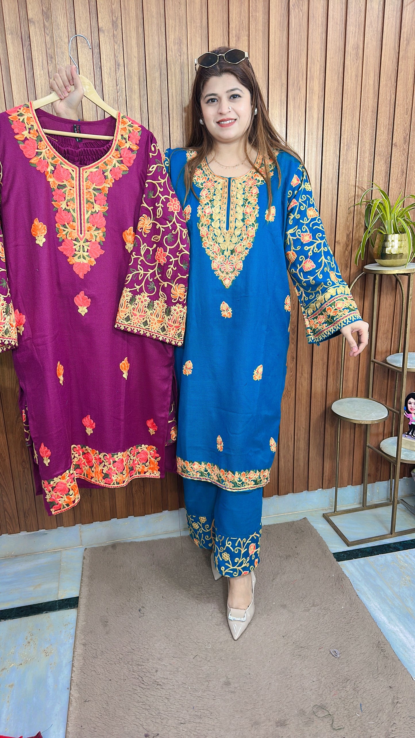 Premium Pashmina Embroidery Phiran Kurta Set