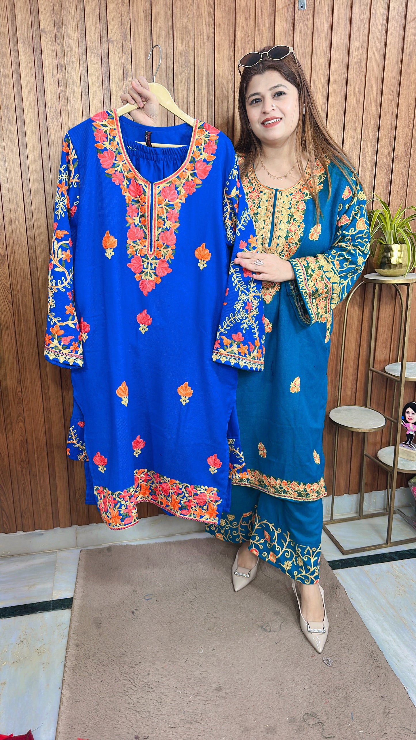 Premium Pashmina Embroidery Phiran Kurta Set