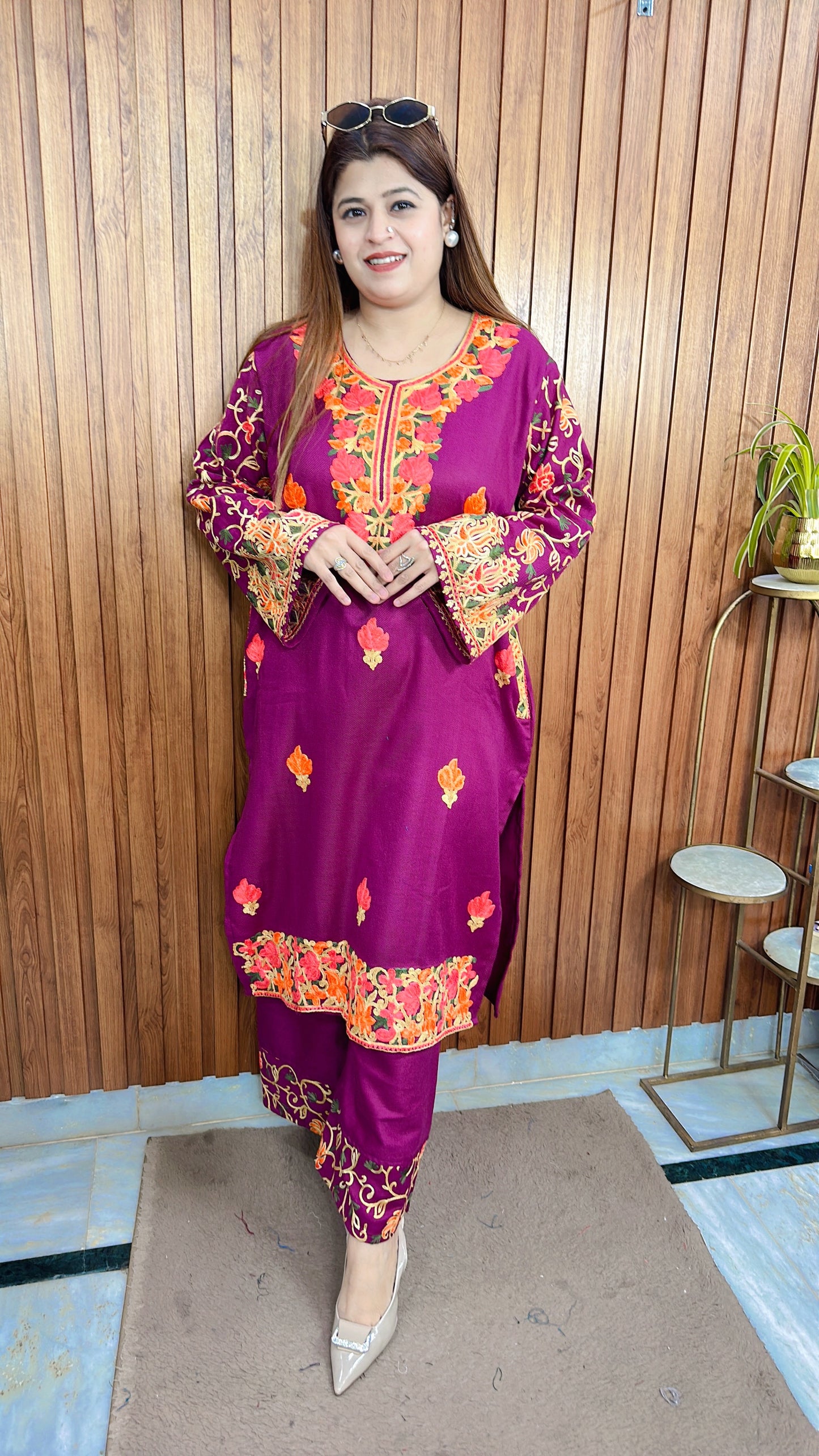 Premium Pashmina Embroidery Phiran Kurta Set