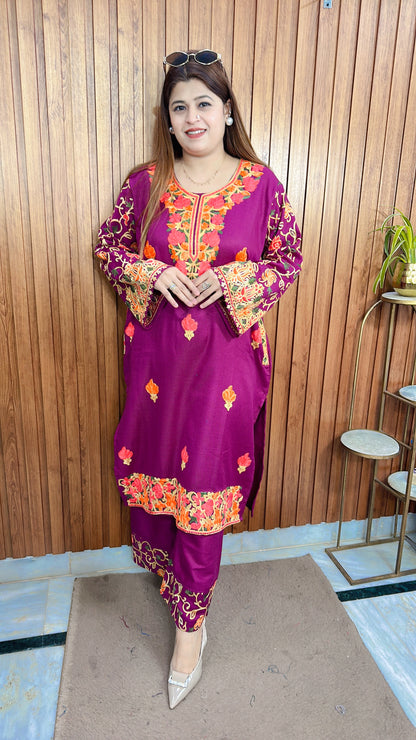 Premium Pashmina Embroidery Phiran Kurta Set