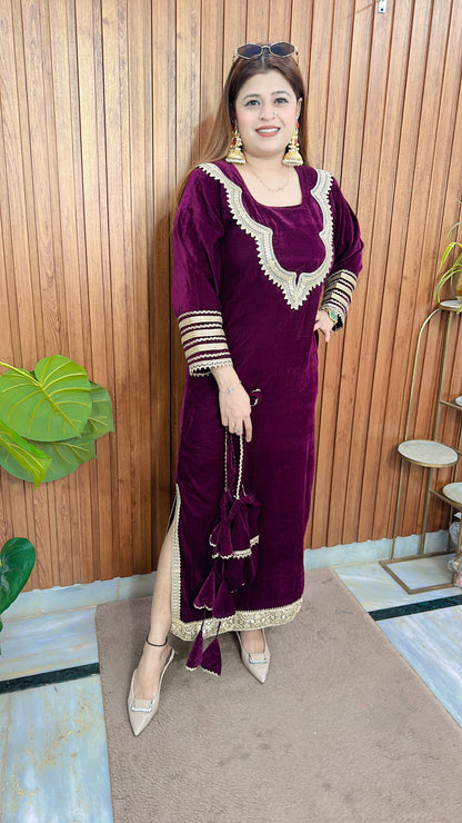 Riwa Velvet Dress With potli