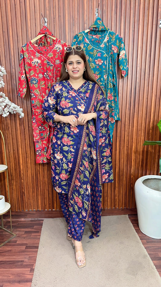 Floral Angrakha cotton suit