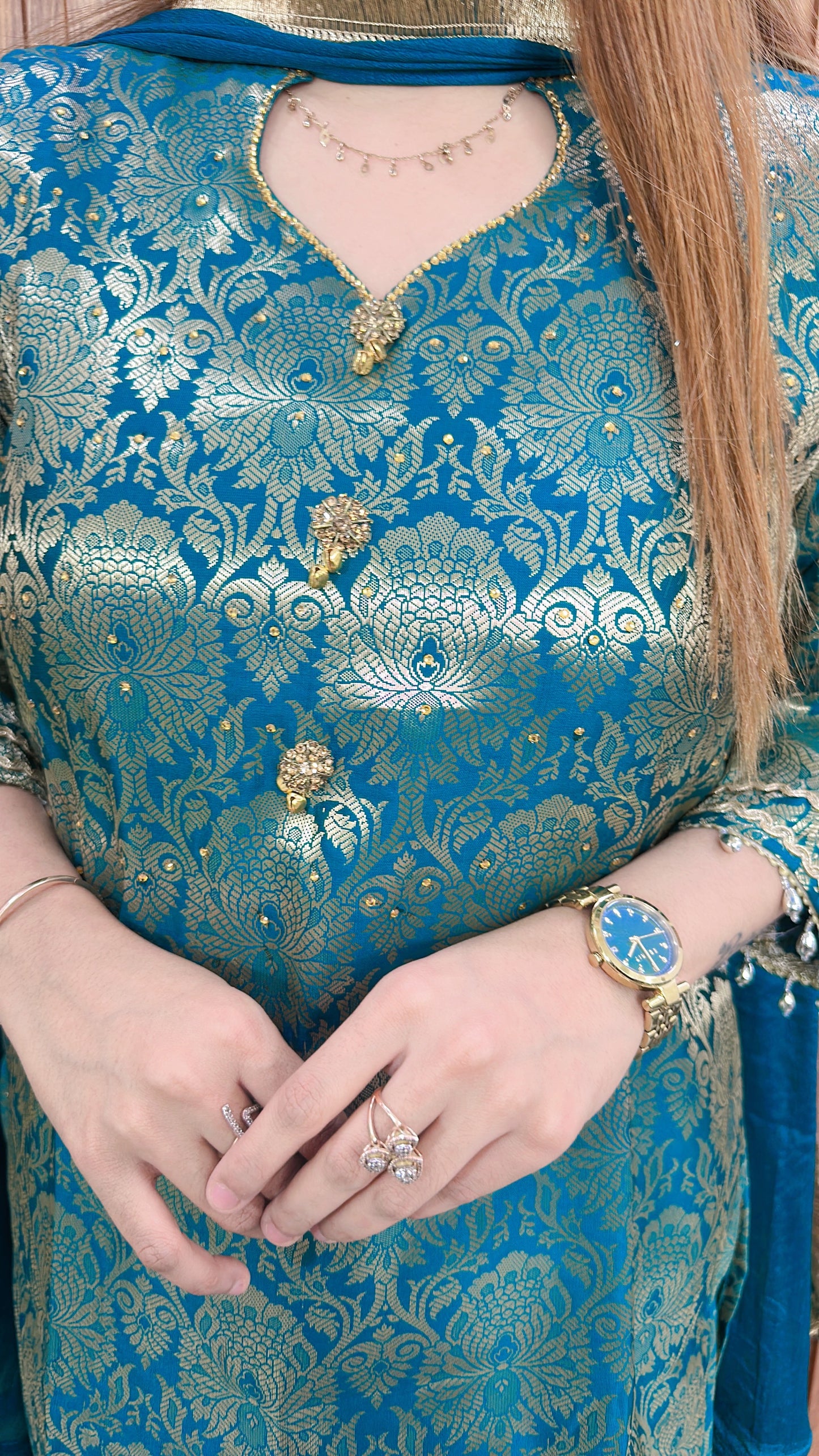 Sunehri Brocade Silk Suit