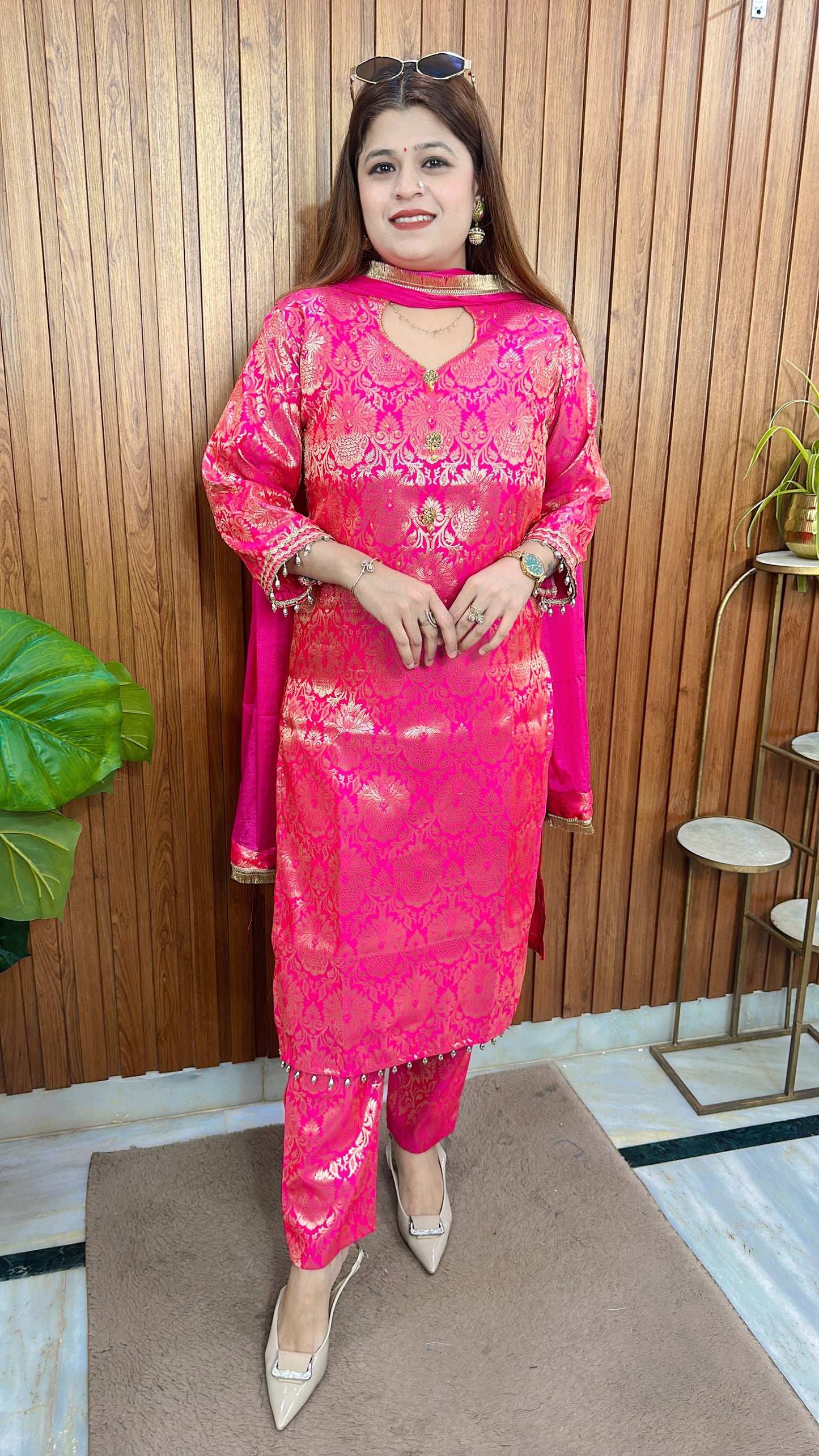 Sunehri Brocade Silk Suit
