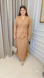 Plain Solid Two Piece Skirt Set