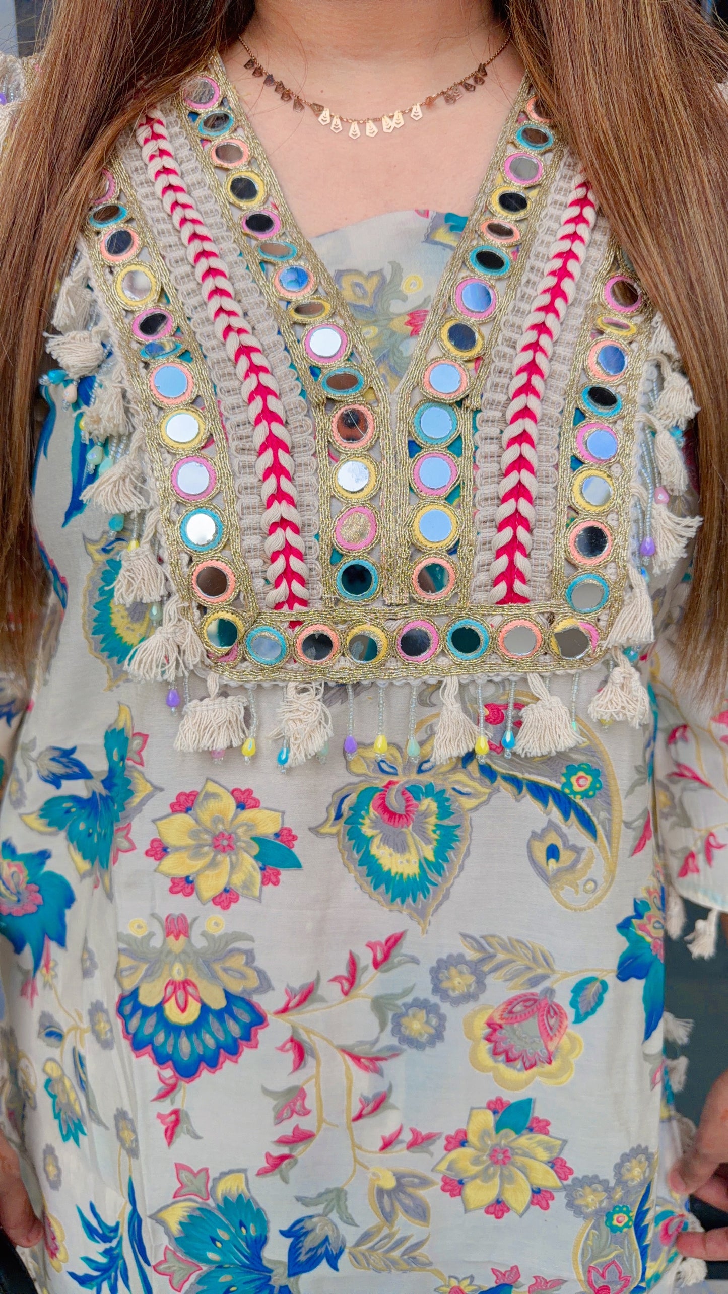 Teal blossom cotton muslin cord set