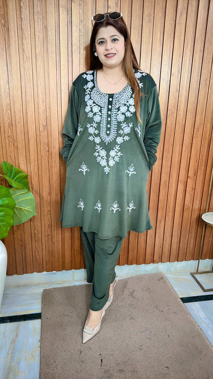 Kashmiri Embroidery A line Coord set