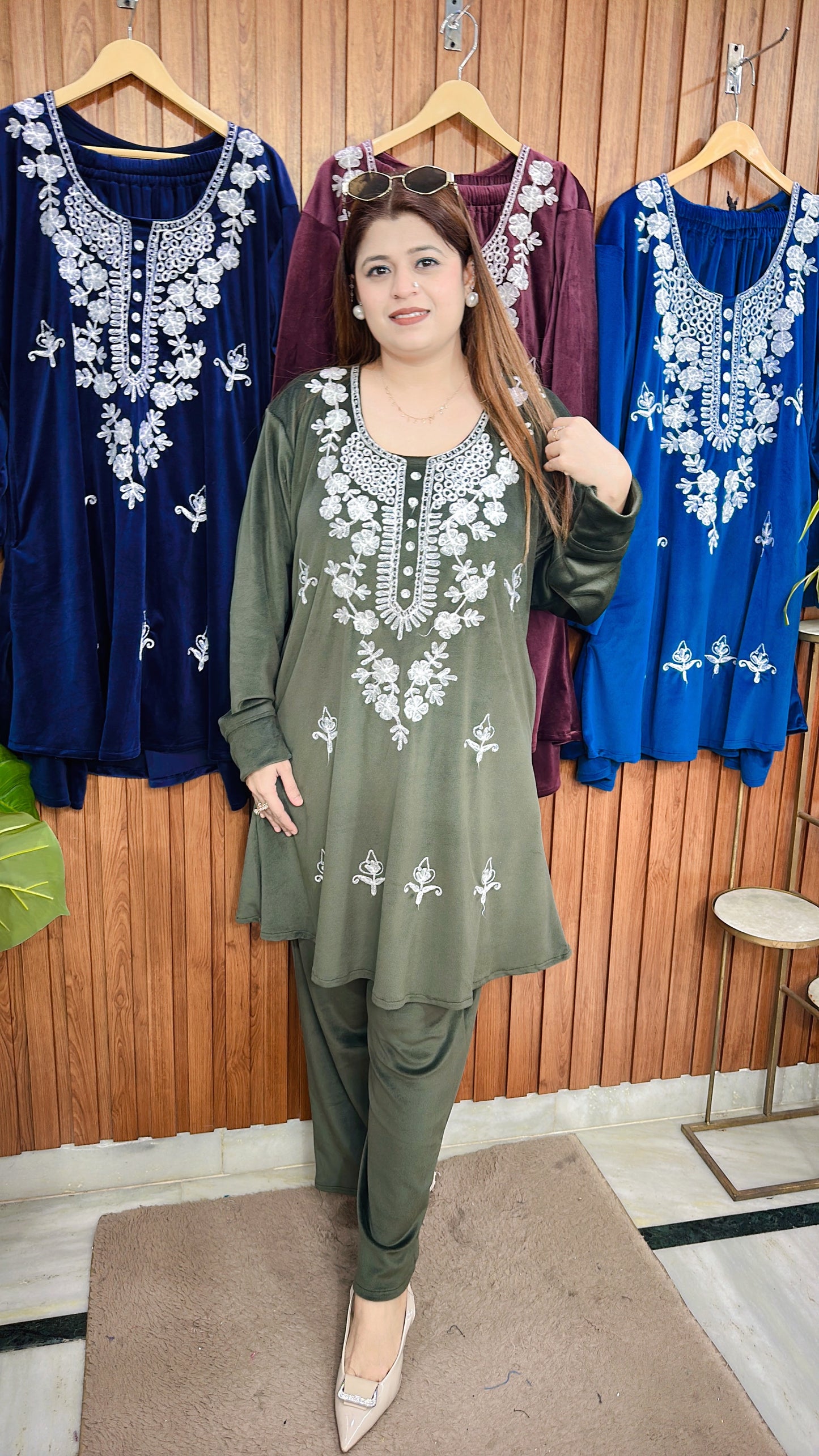 Kashmiri Embroidery A line Coord set