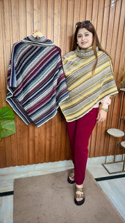 Strip Warm Knitted Ponchu