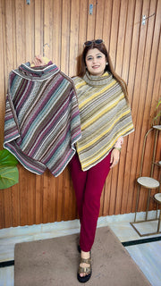 Strip Warm Knitted Ponchu