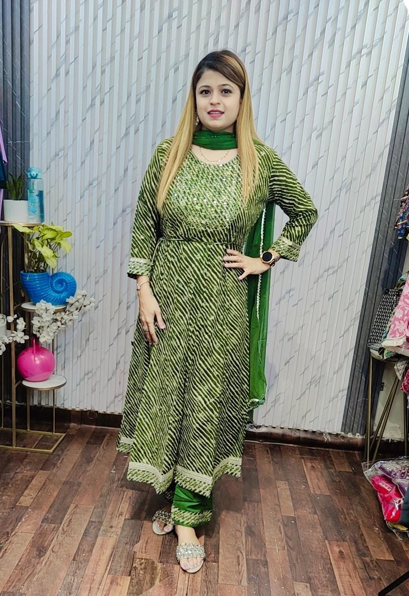 Leheriya A line Suit Set Kurta Set