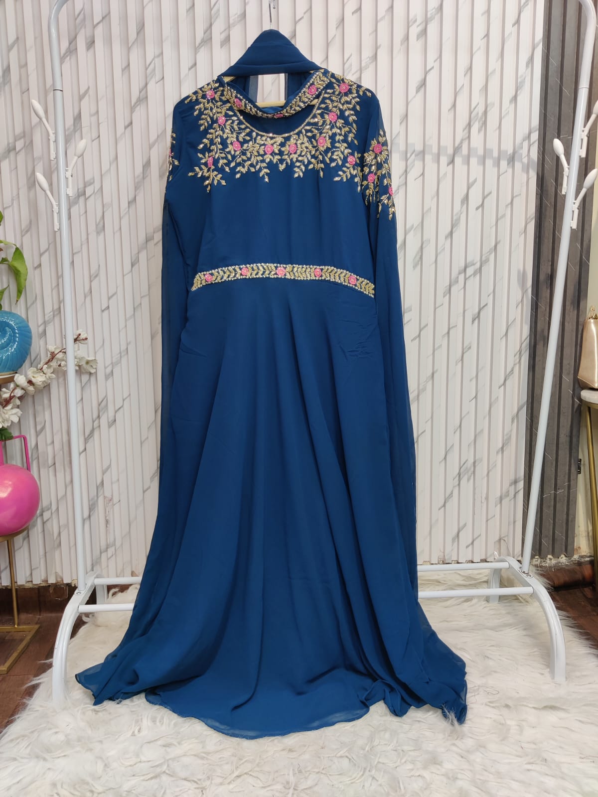 Round Neck Embroidery Party Wear Dress