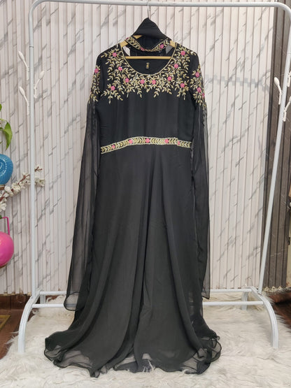 Round Neck Embroidery Party Wear Dress