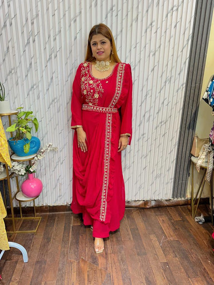 Heavy Side Embroidery Saree Dress