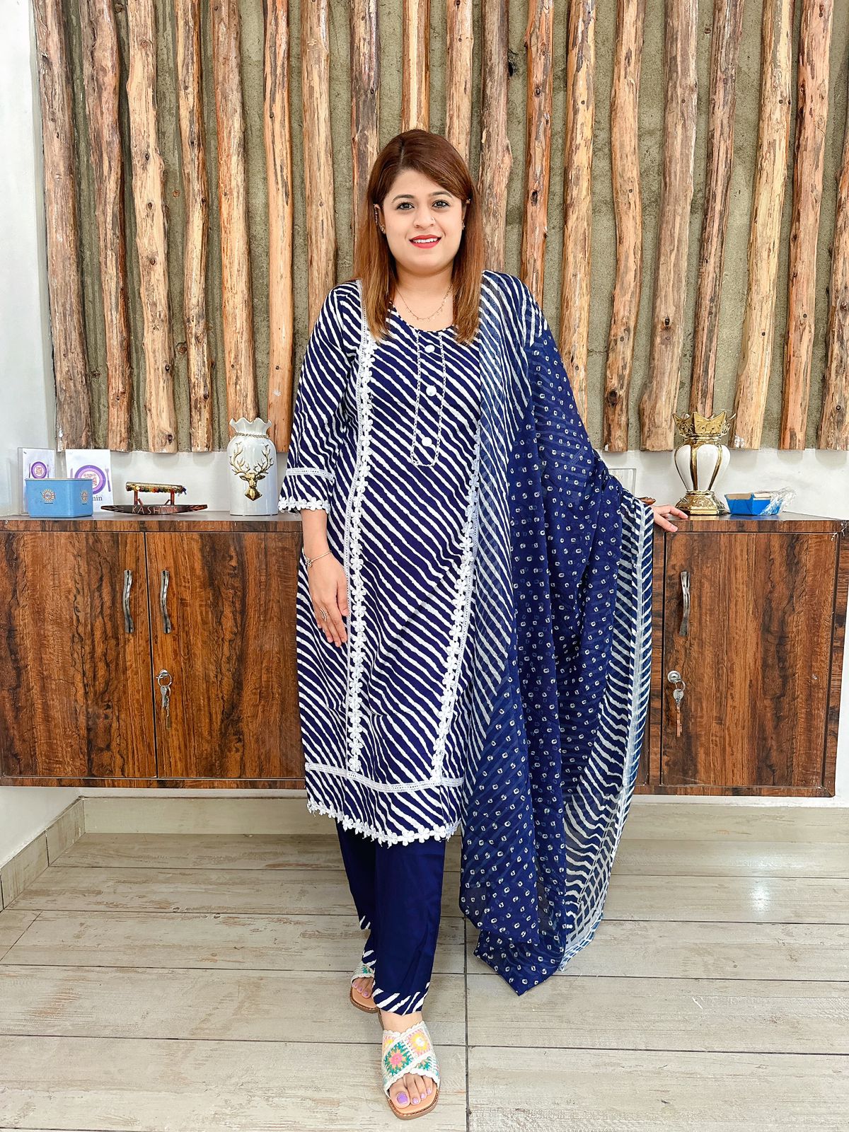 Pure cotton Leheriya Suit Set