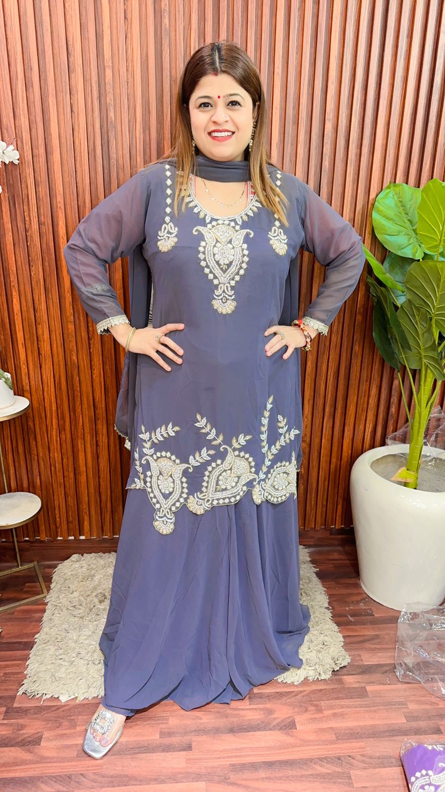 Flower Neck Sharara Set