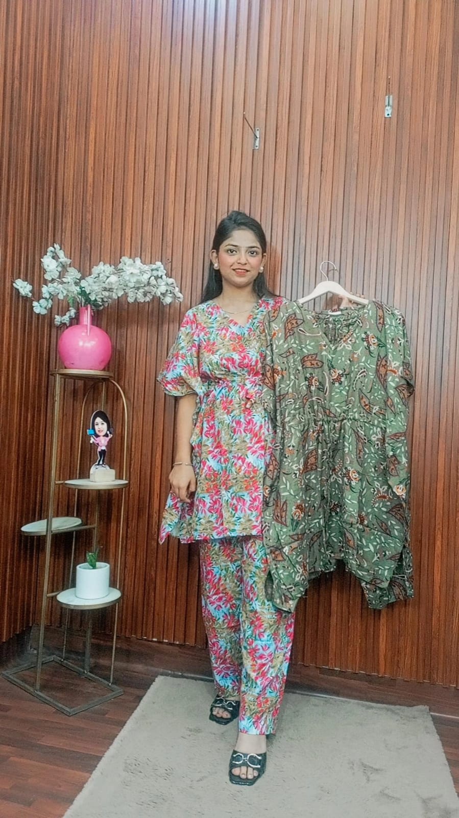 Summer rayon cotton printed kaftan set