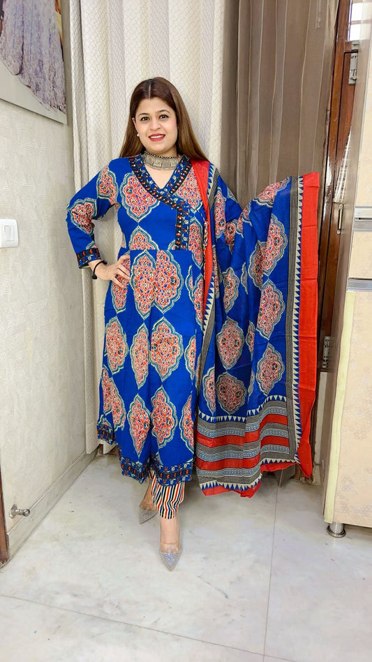 New Angrakha style printed suit set