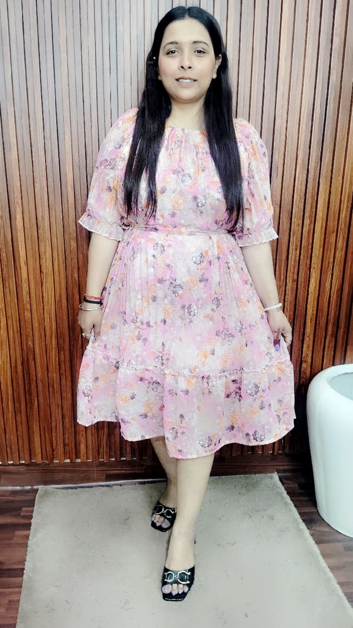 Georgette pleated short dress