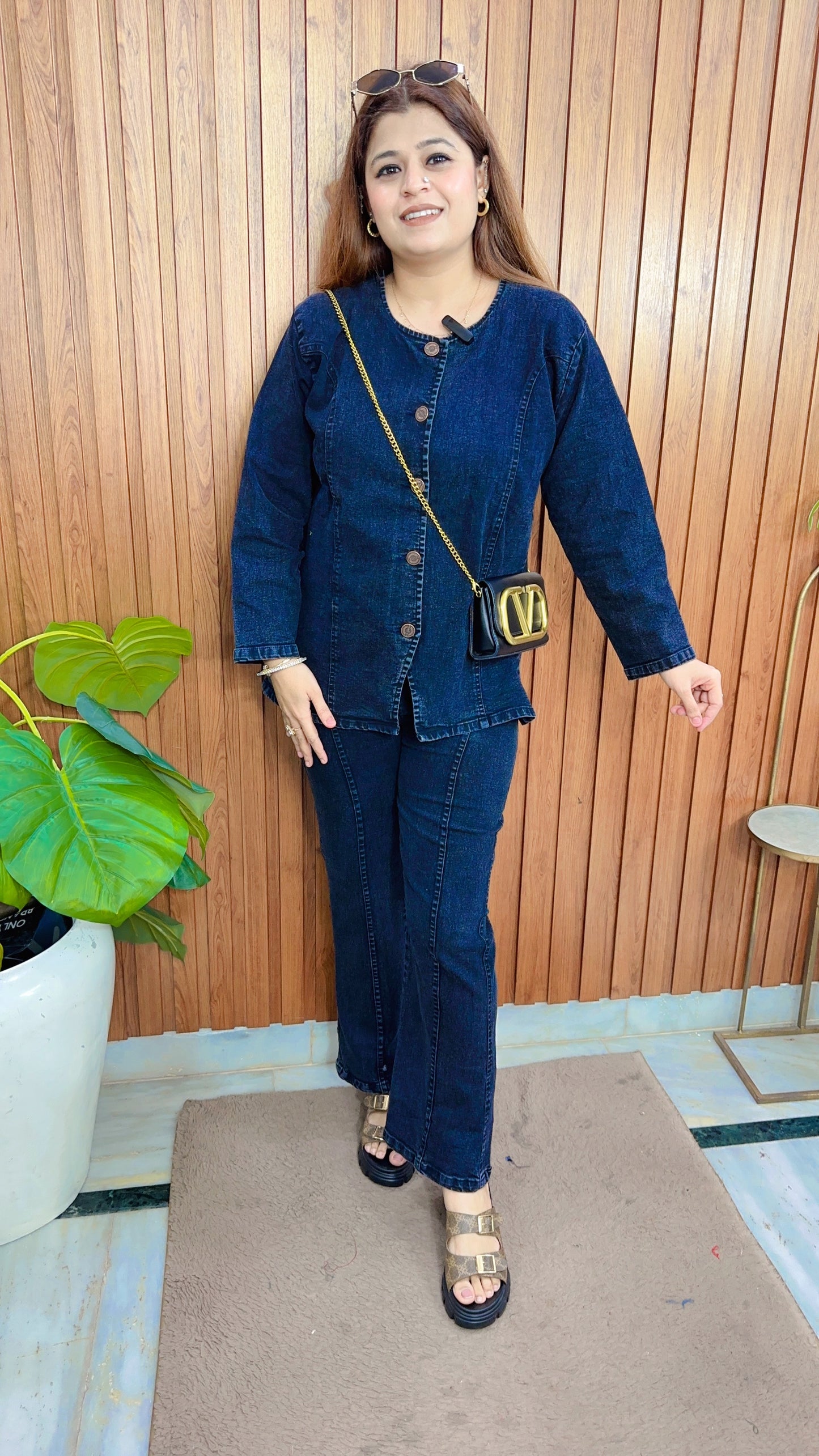 U neck Denim Coord set