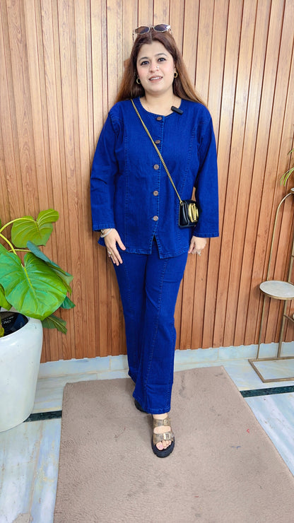 U neck Denim Coord set