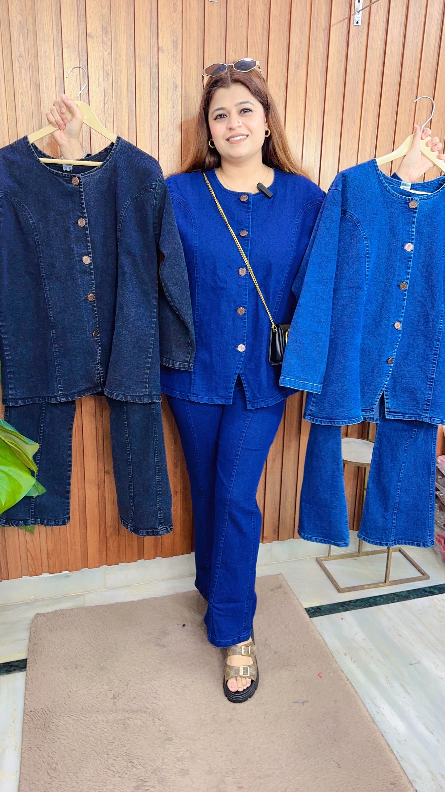 U neck Denim Coord set