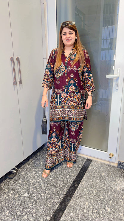 Geometrical style cotton coord set