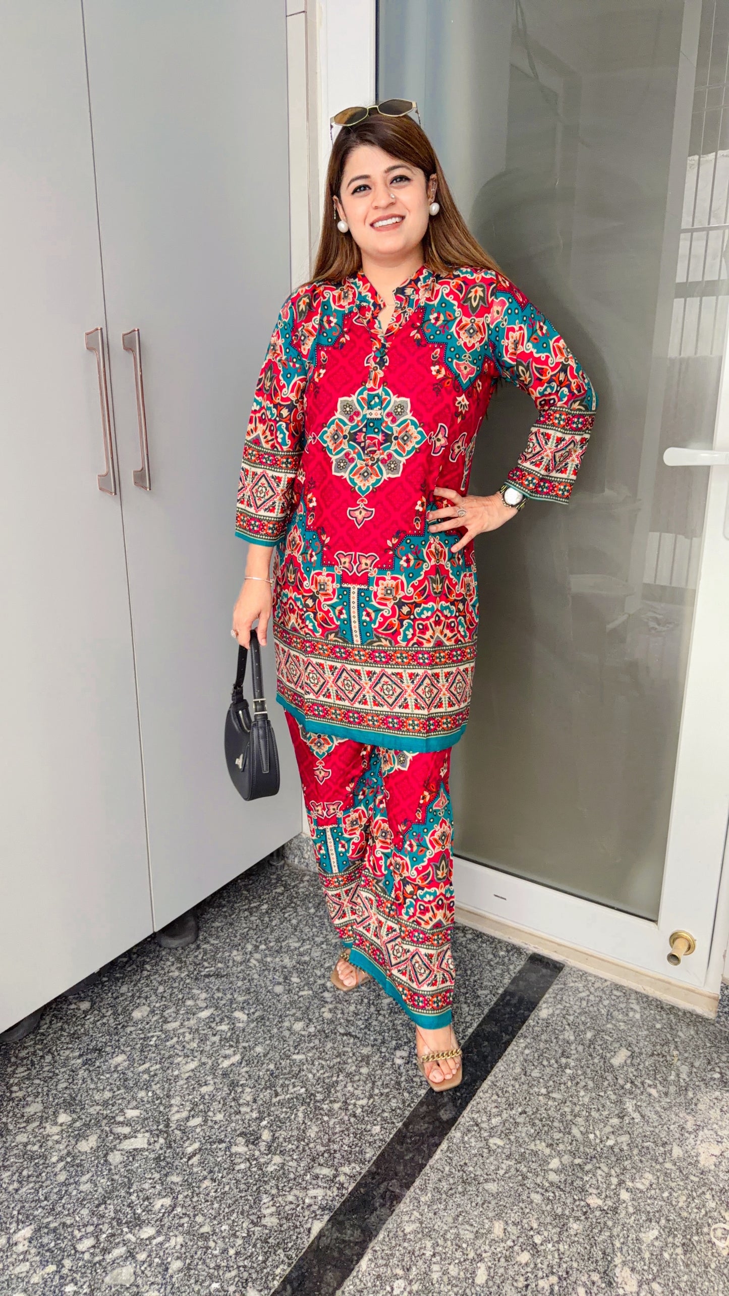 Geometrical style cotton coord set