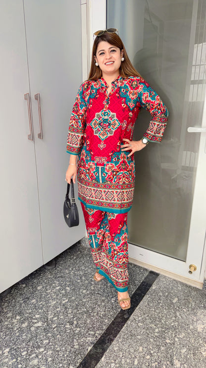 Geometrical style cotton coord set