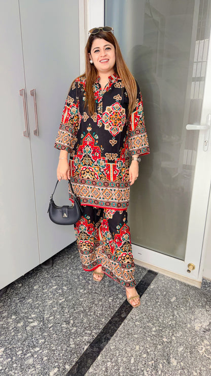 Geometrical style cotton coord set