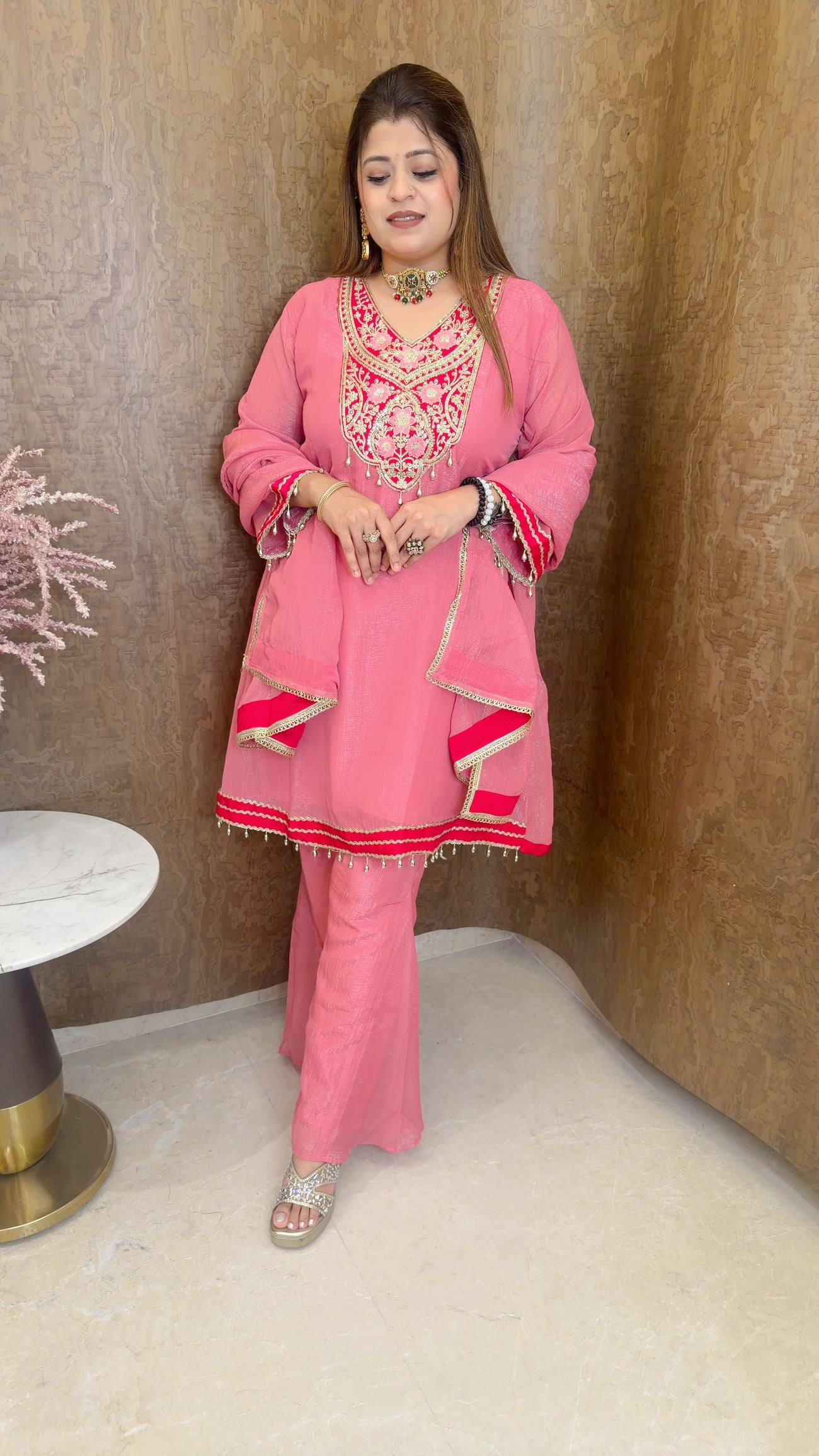Blush noor Premium three piece suit set
