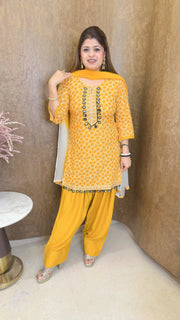 Navira Cotton Printed Farshi Three Piece Suit