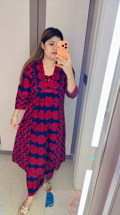 Kazi block print kurta set