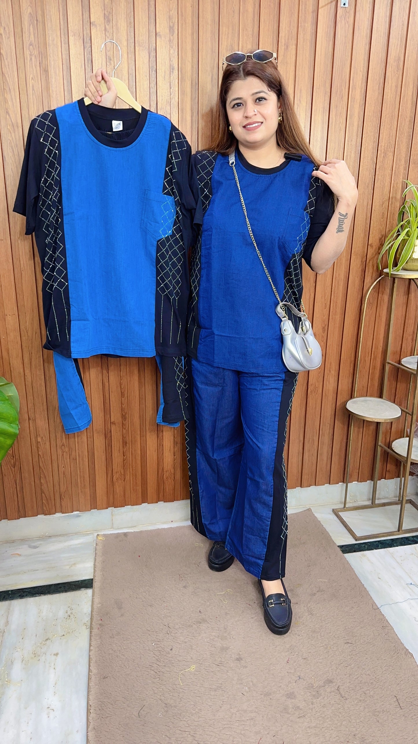 Lycra Servoski Denim Coord Set