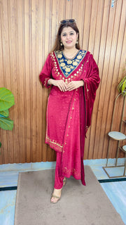 Royal Kashmiri Embroidery Velvet Suit