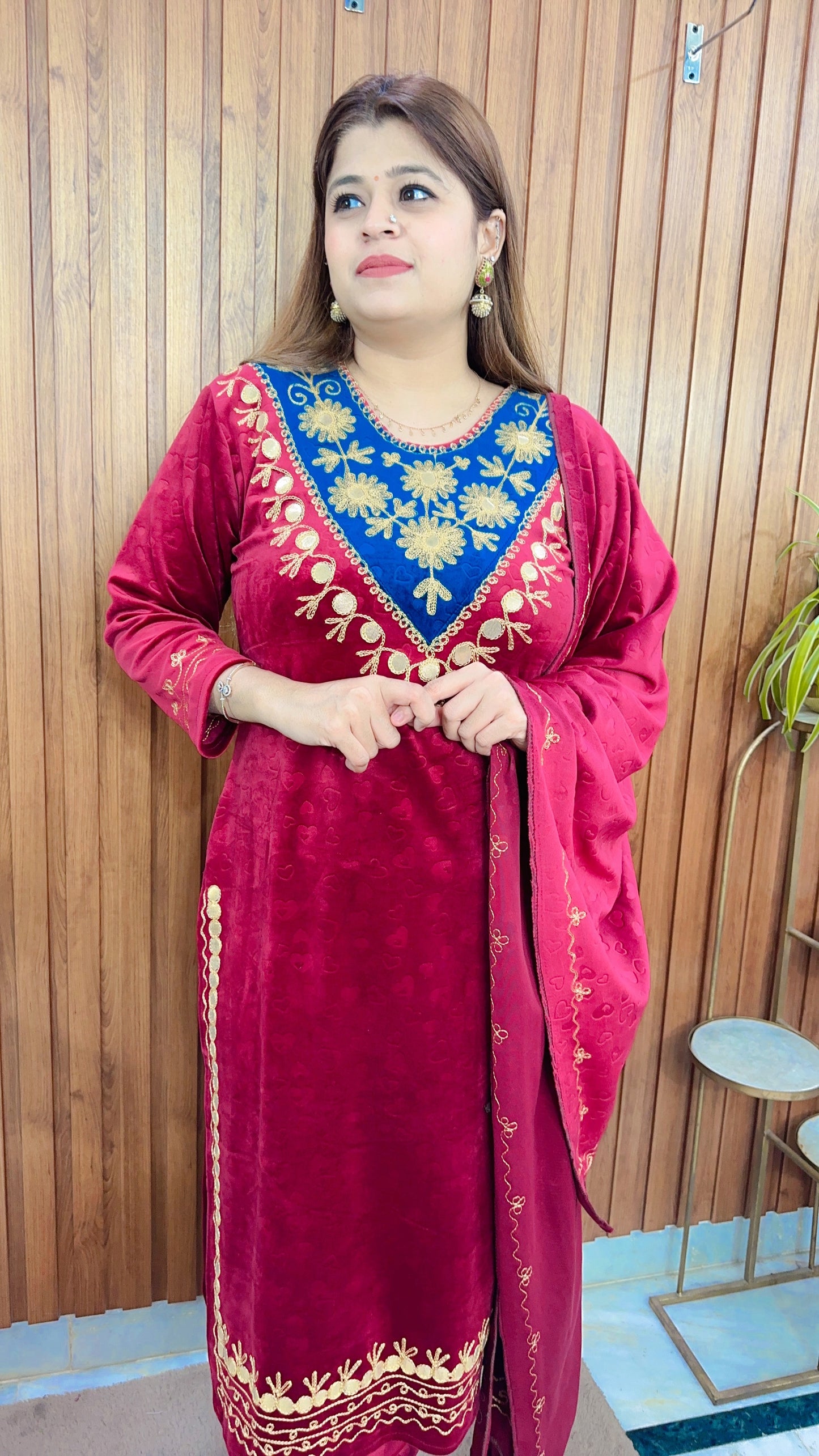 Royal Kashmiri Embroidery Velvet Suit