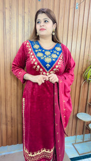Royal Kashmiri Embroidery Velvet Suit