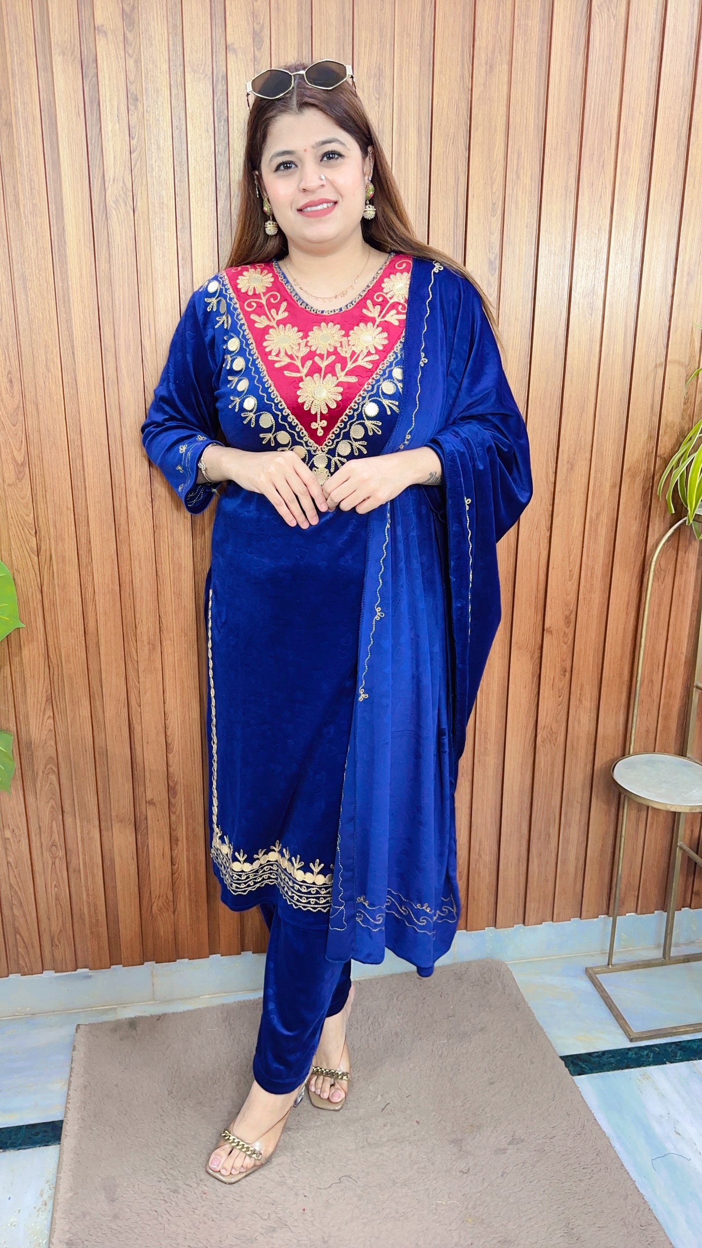 Royal Kashmiri Embroidery Velvet Suit