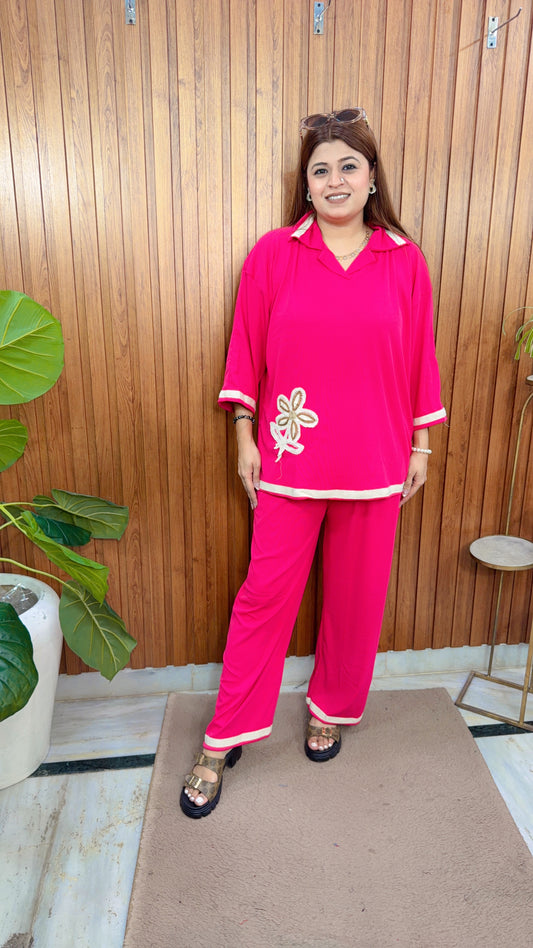 Crossia Flower Imported Ribbed Coord set