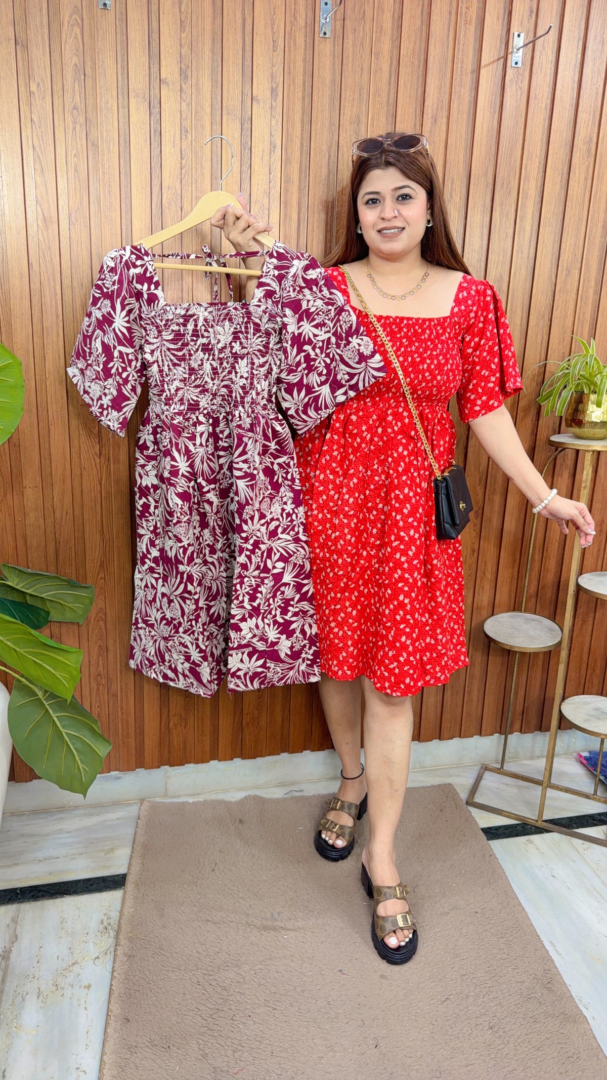 Cotton Printed Smokey Short Dress