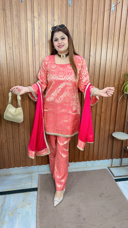 Gulnaar Grace Three Piece Brocade  suit set
