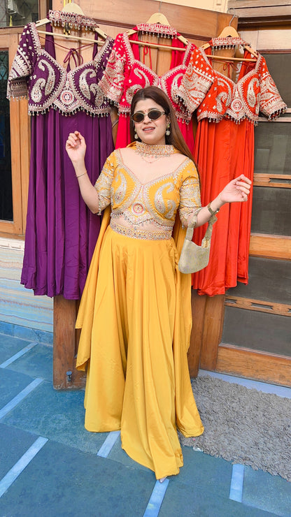 Sunshine Glow Blouse n Divider Sharara Set