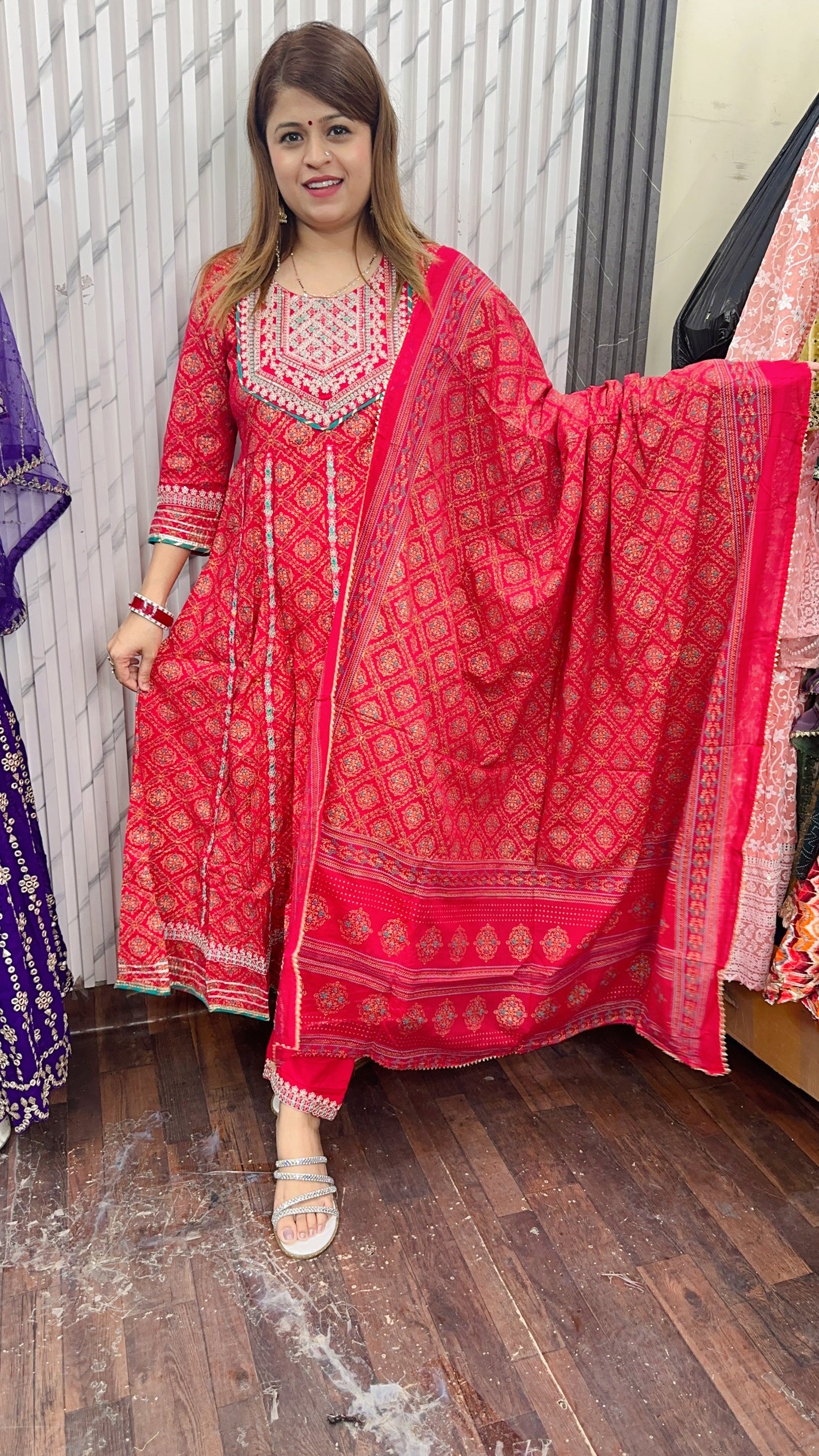 Jaipuri Anarkali With Zari work