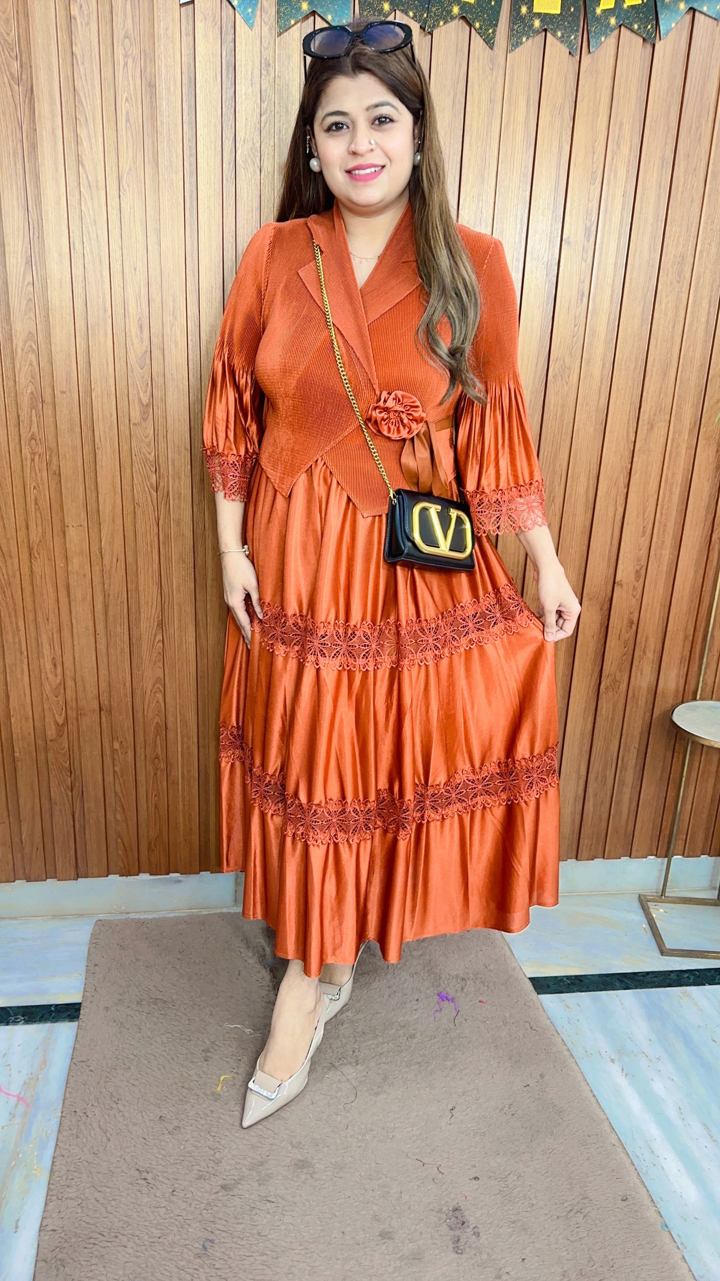 Korean Satin Lace dress