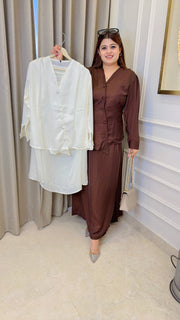 Plain Solid Two Piece Skirt Set