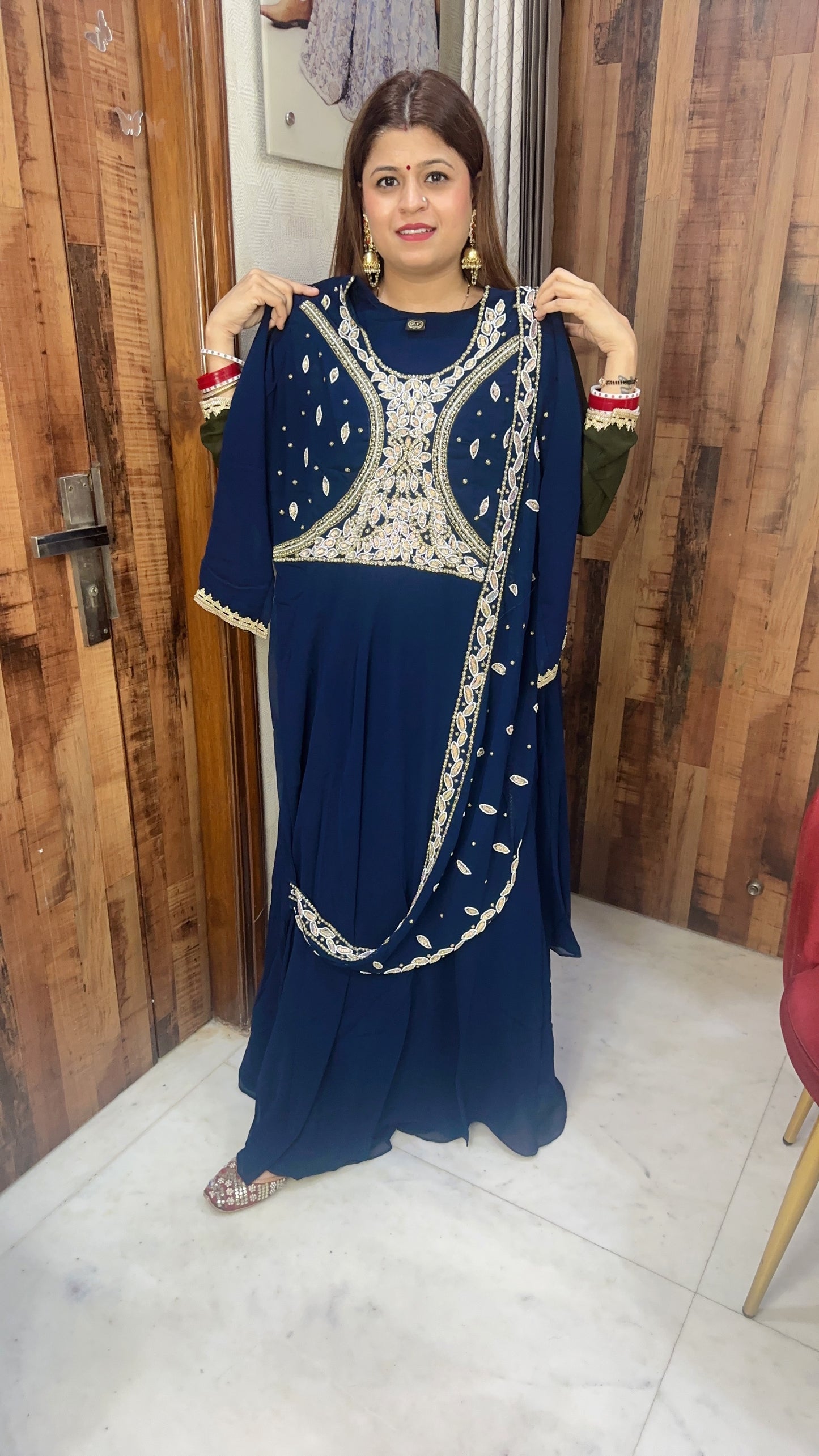 Party Wear Gown come Drape Saree